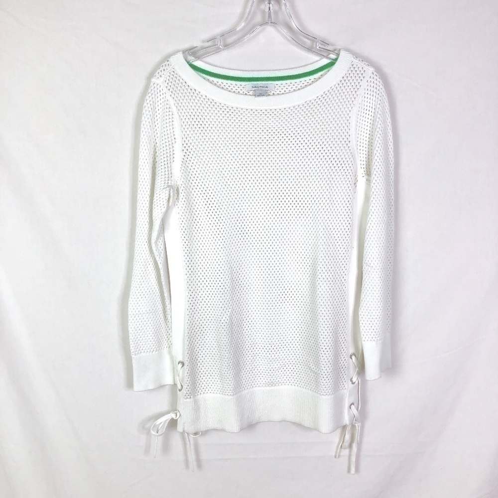 Nautica Summer Netted White Sweater - Picture 2 of 8